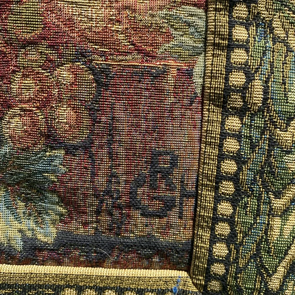 Vintage GRH France Gobelin Tapestry of flowers & fruit